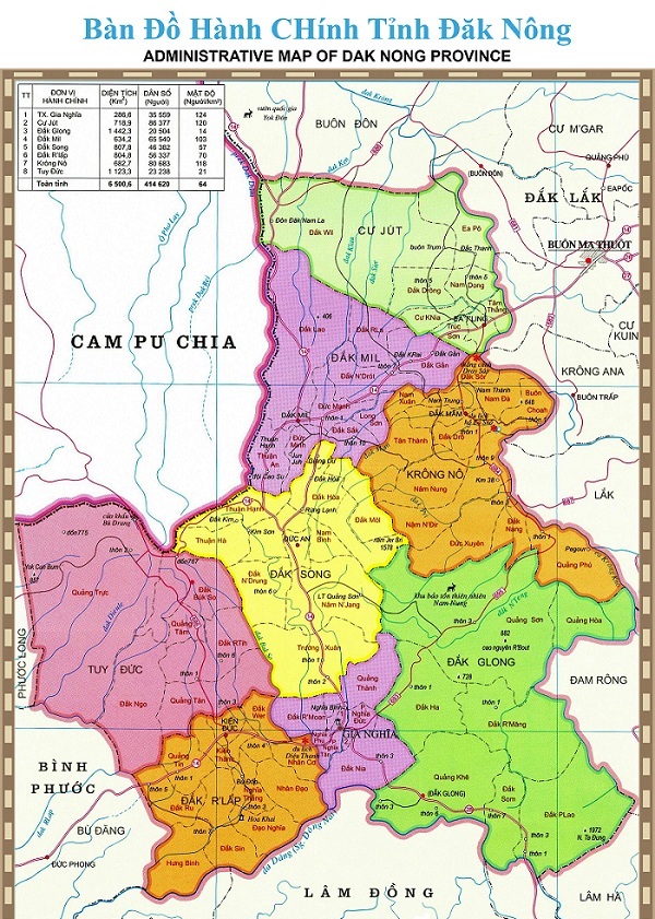 bản đồ đắk nông